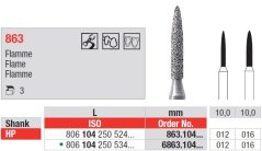 Edenta Lab 863 - Flame, diamantové nástroje - 3 ks