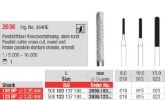 Edenta Lab 2636 - TC nástroje, Parallel cutter cross cut, round end - 1 ks