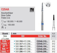 Edenta C254A - chirurgické karbidové nástroje, bone cutter - 3 ks