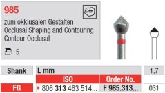 Edenta 985 - veľký diamantový nástroj, na okluzálne tvarovanie a kontúrovanie - 5 ks