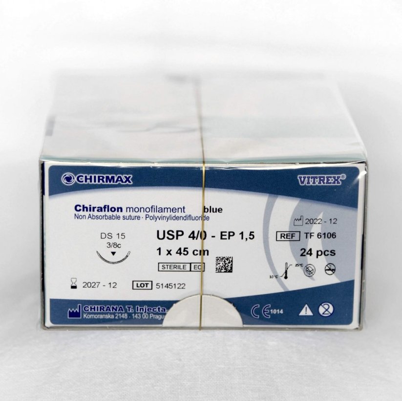CHIRAFLON monofilament DS 19, 1 EP - 5/0 USP, 1 x 45 cm, 24 ks