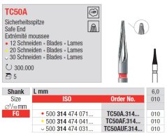 Edenta TC50A - dokončovacie karbidové nástroje, interproximálne s bezpečným koncom - 5 ks