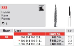 Edenta 888 - diamantové nástroje, plameň - 5 ks