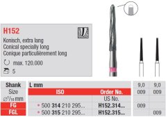 Edenta H152 - endodontické nástroje, extra dlhý kónus Endobur - 5 ks
