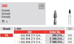 Edenta 390 - diamantové nástroje, granát - 5 ks