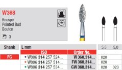 Edenta W368 - White Tiger diamantové nástroje, špicatý púčik - 3 ks
