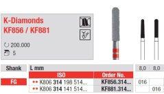 Edenta K-Diamonds KF856/KF881 - diamantové nástroje na separáciu koruniek - 5 ks