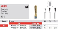 Edenta V830L - DiaCut diamantové nástroje, dlhá hruška - 5 ks