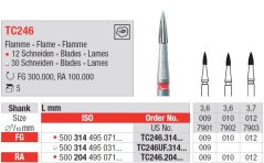 Edenta TC246 - dokončovacie karbidové nástroje, plameň - 5 ks