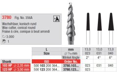 Edenta Lab 3780 - TC nástroje, Wax cutter, conical round - 1 ks