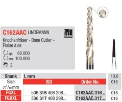 Edenta C162AAC - chirurgické karbidové nástroje, ZrN bone cutter - 3 ks