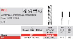 Edenta Lab C21L - TC nástroje, Cylinder long - 5 ks