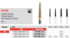 Edenta V879K - DiaCut diamantové nástroje, dlhé kónické torpédo - 5 ks