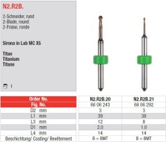 Edenta Lab N2.R2B. - CAD/CAM nástroje pre Sironu - 1 ks