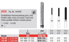 Edenta Lab 2635 - TC nástroje, Parallel cutter cross cut coarse, round end - 1 ks