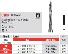 Edenta C166 - chirurgické karbidové nástroje, Lindemann bone cutter - 3 ks