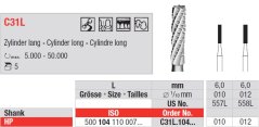 Edenta Lab C31L - TC nástroje, Cylinder long - 5 ks
