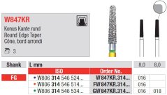Edenta W847KR - White Tiger diamantové nástroje, dlhý kužeľ s oblým okrajom - 3 ks