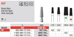 Edenta Lab 847 - Flat End Taper, diamantové nástroje - 3 ks
