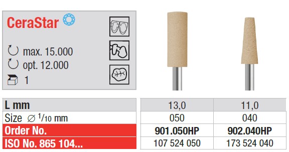Edenta Lab CeraStar - leštiace nástroje na keramiku - 1 ks