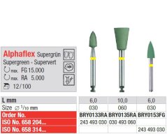 Edenta Alphaflex Supergreen - leštiace nástroje na drahé kovy - 12 ks