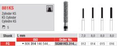 Edenta 881KS - diamantové nástroje, dlhý oblý KS valec - 5 ks