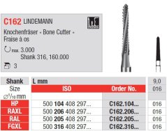 Edenta C162 - chirurgické karbidové nástroje, Lindemann bone cutter - 3 ks