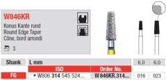 Edenta W846KR - White Tiger diamantové nástroje, kužeľ s oblým okrajom - 3 ks