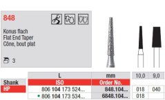Edenta Lab 848 - Flat End Taper, diamantové nástroje - 3 ks