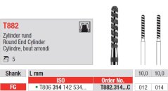 Edenta T882 - turbo diamantové nástroje, dlhý valec s oblým koncom - 5 ks