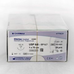 CHIRLAC braided HR 18, 0,7 EP - 6/0 USP, 1 x 75 cm, 24 ks