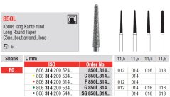 Edenta 850L - diamantové nástroje, extra dlhý kužeľ s oblým koncom - 5 ks