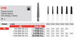 Edenta 879K - diamantové nástroje, extra dlhé kónické torpédo - 5 ks