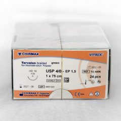 TERVALON braided DS 15, 1,5 EP - 4/0 USP, 1 x 45 cm, 24 ks