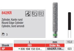 Edenta Lab 842KR - Round Edge Cylinder, diamantový nástroj - 3 ks