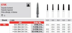 Edenta 878K - diamantové nástroje, dlhé kónické torpédo - 5 ks
