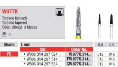 Edenta W877K - White Tiger diamantové nástroje, krátke kónické torpédo - 3 ks