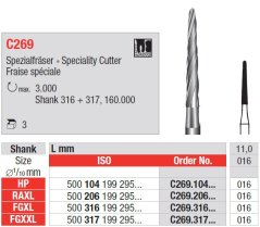 Edenta C269 - chirurgické karbidové nástroje, speciality cutter - 3 ks