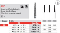 Edenta 857 - diamantové nástroje, dlhý kužeľ s bezpečným oblým koncom - 5 ks