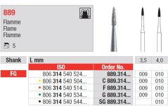 Edenta 889 - diamantové nástroje, predĺžený krátky plameň - 5 ks