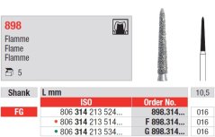 Edenta 898 - diamantové nástroje, dlhý plameň - 5 ks