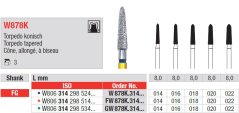 Edenta W878K - White Tiger diamantové nástroje, kónické torpédo - 3 ks