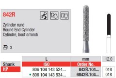 Edenta Lab 842R - Round End Cylinder, diamantové nástroje - 3 ks