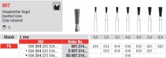 Edenta 807 - diamantové nástroje, obrátený kužeľ - 5 ks