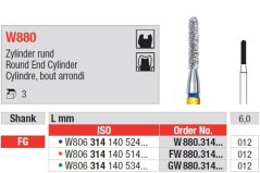 Edenta W880 - White Tiger diamantové nástroje, valec s oblým koncom - 3 ks