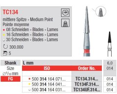 Edenta TC134 - dokončovacie karbidové nástroje, stredný špic - 5 ks