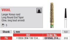 Edenta V856L - DiaCut diamantový nástroj, dlhý kužeľ s oblým koncom - 5 ks