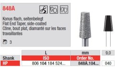Edenta Lab 848A - Flat End Taper, side-coated, diamantový nástroj - 3 ks