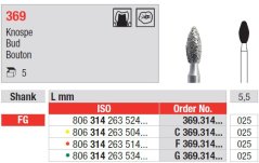 Edenta 369 - diamantové nástroje, púčik - 5 ks
