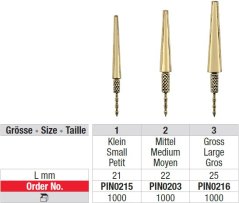 Edenta Lab Tailpins with swordfish end for retention - 1000 ks